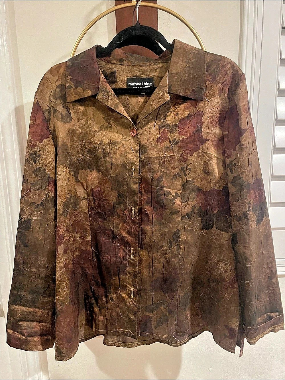 Michael Blass Floral Blouse in Brown & Red Size 10